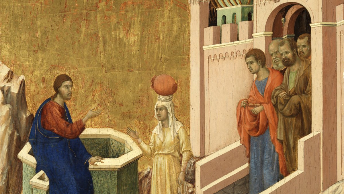 Duccio da Buoninsegna. Cristo e la Samaritana