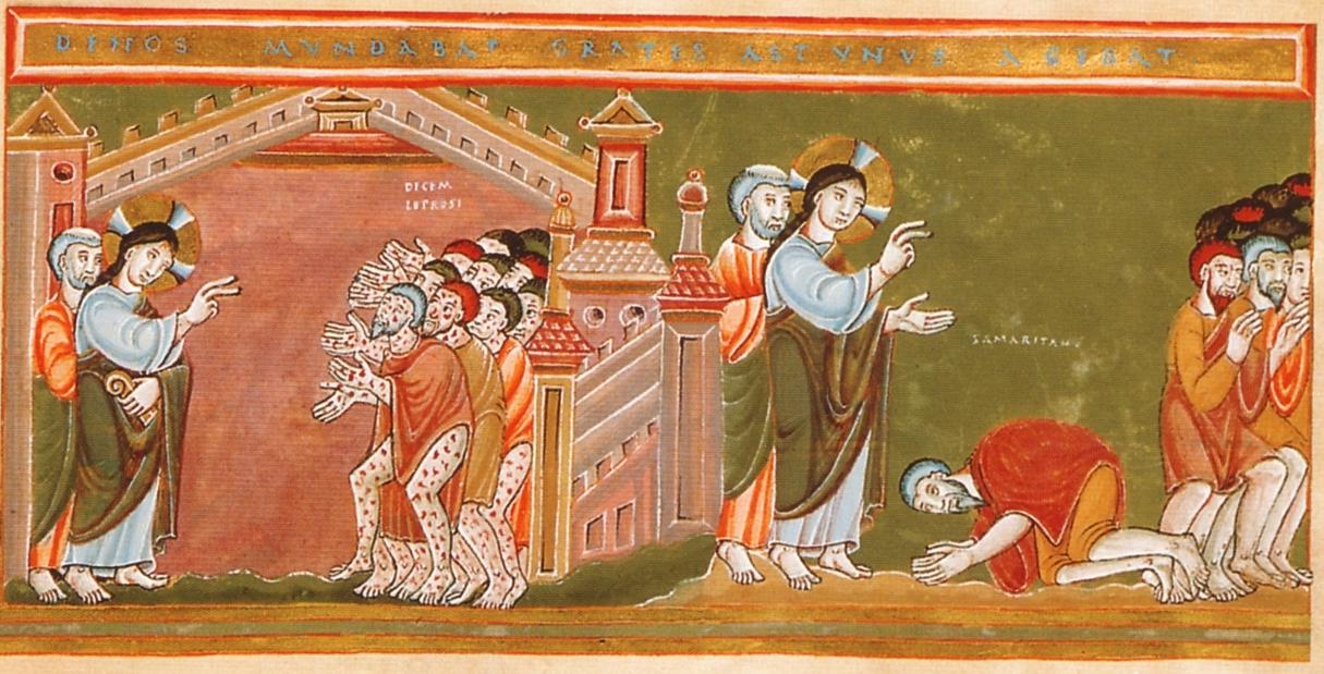 La guarigione dei dieci lebbrosi - Codex Aureus